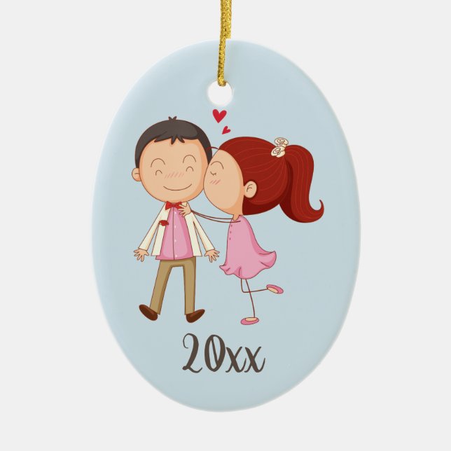 Ornamento De Cerâmica Kissing Couple Customizable Ceramic Ornament (Frente)