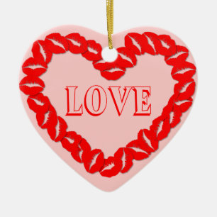 Ornamento De Cerâmica Kissy Lábios Heart