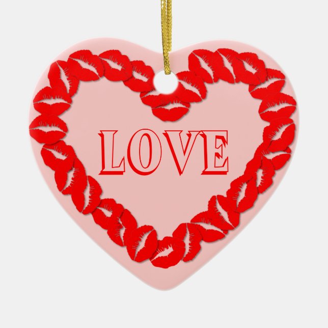 Ornamento De Cerâmica Kissy Lábios Heart (Frente)