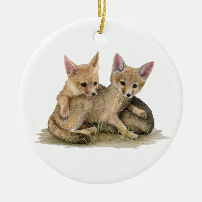 Ornamento De Cerâmica Kit Foxes Cerâmica Ornament (Frente)