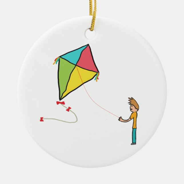 Ornamento De Cerâmica Kite Flying (Frente)