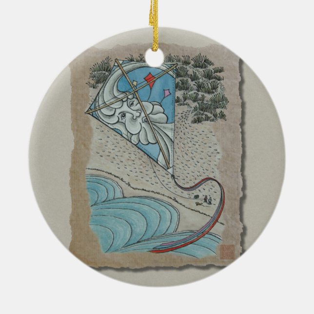Ornamento De Cerâmica Kite & Mr. North Wind (Traseira)