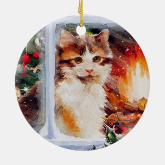 Ornamento De Cerâmica Kitten Natal (Traseira)