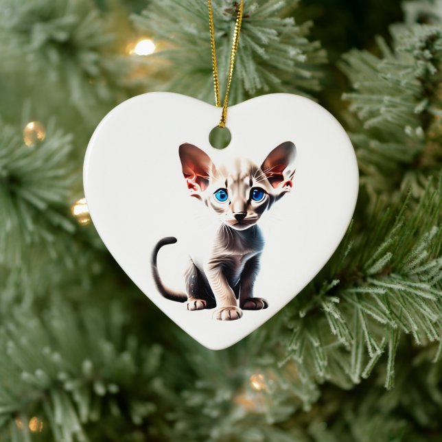 Ornamento De Cerâmica Kitten Oriental Shorthair Personalizado (Árvore)