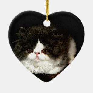 Ornamento De Cerâmica Kitten Preto e Branco