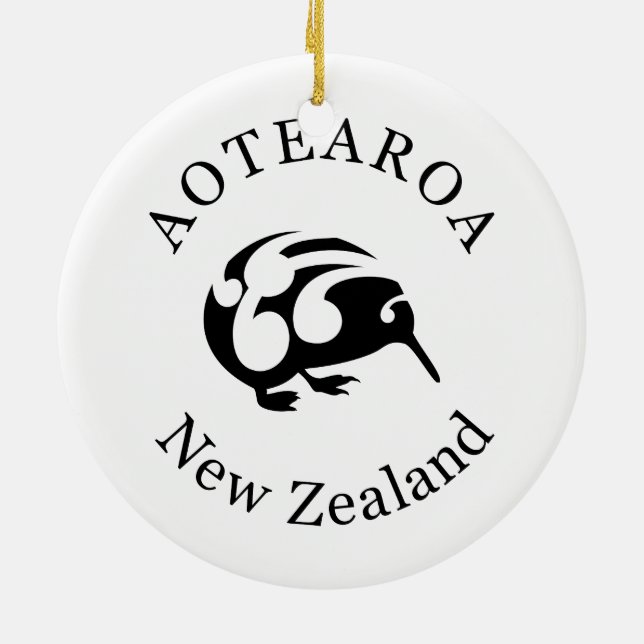 Ornamento De Cerâmica KIWI Preto com Koru (Traseira)