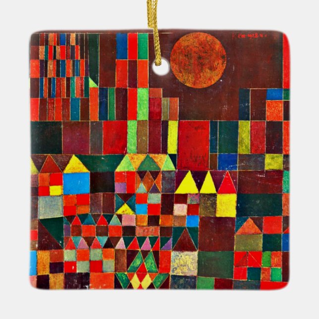 Ornamento De Cerâmica Klee - Castelo e Sol (Frente)