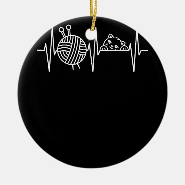 Ornamento De Cerâmica Knit Crochet Knitter Gift Crocheting Shep Knittin (Frente)