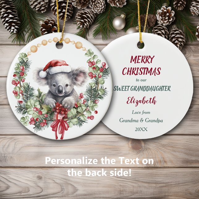 Ornamento De Cerâmica Koala Bear Wreath Namorada (Criador carregado)