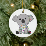 Ornamento De Cerâmica Koala Christmas Snow Winter Animais Koalas<br><div class="desc">O Koala para o Natal com luzes de fadas. Animais engraçados com presentes e neve até as férias. Também é engraçado para o Natal em julho. Os coalas são animais doces e perfeitos para o Natal.</div>