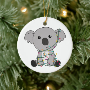 Ornamento De Cerâmica Koala Christmas Snow Winter Animais Koalas