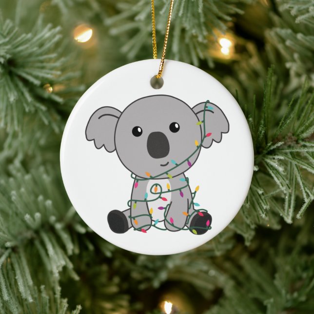 Ornamento De Cerâmica Koala Christmas Snow Winter Animais Koalas (Árvore)