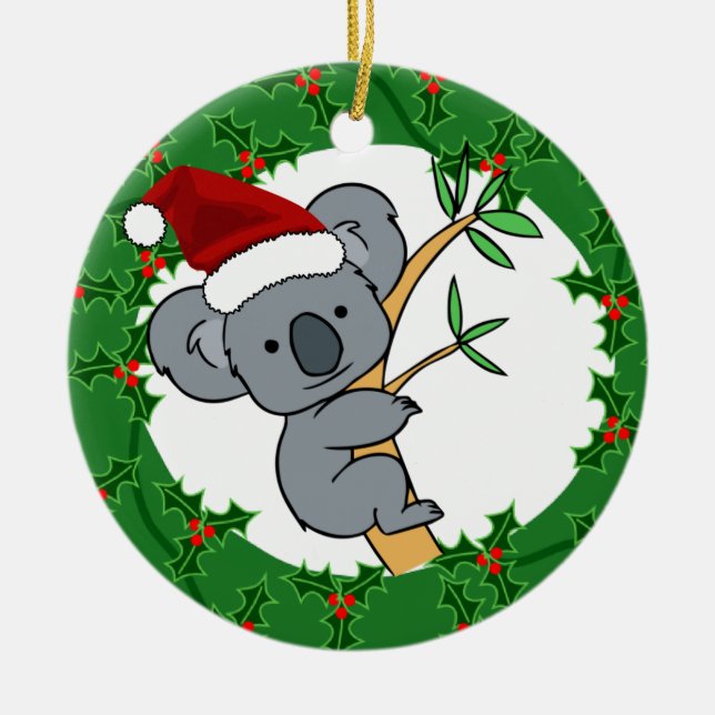 Ornamento De Cerâmica Koala do papai noel - Dinkum justo (Frente)