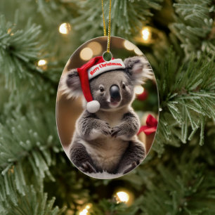 Ornamento De Cerâmica "Koala Kris Kringle: Natal Abaixo"
