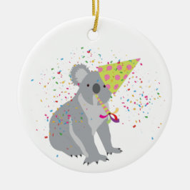 Ornamento De Cerâmica Koala Partying - Animals Having a Party
