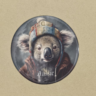 Ornamento De Cerâmica Koala vestindo chapéu de inverno, personalizável