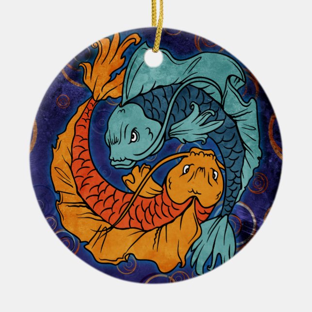 Ornamento De Cerâmica Koi Fish (Frente)