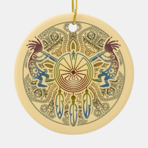 Ornamento De Cerâmica Kokopelli Duo - Homem No Maze - Dreamcatcher 1