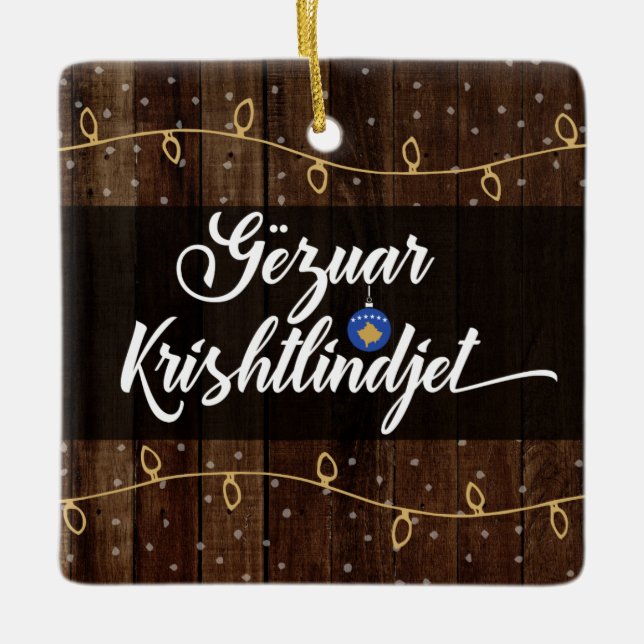 Ornamento De Cerâmica Kosovan Merry Christmas Gëzuar Krishtlindjen (Frente)