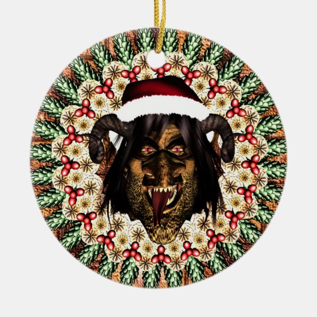 Ornamento De Cerâmica Krampus alegre (Frente)