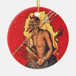 Ornamento De Cerâmica Krampus Demônio Diabo Forcado Chibata