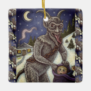 ORNAMENTO DE CERÂMICA KRAMPUS E CRIANÇAS MALVADAS, HISTÓRIA ASSUSTADORA
