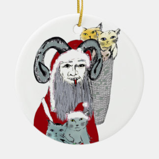 Ornamento De Cerâmica Krampus que rouba gatinhos no Natal
