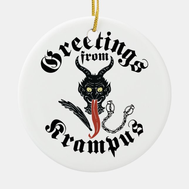 Ornamento De Cerâmica Krampus Saudações (Frente)
