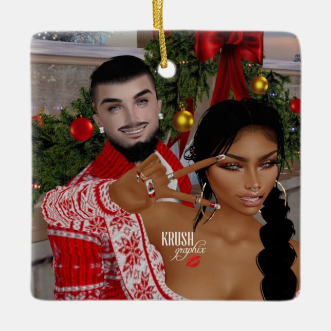 Ornamento De Cerâmica Krush Graphix por Ahsek Novel Ornament 1 (Frente)