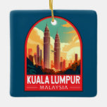 Ornamento De Cerâmica Kuala Lumpur Malásia - Viagem Art Vintage<br><div class="desc">Kuala Lumpur retro viagem design. A cidade também é o lar dos marcos da era colonial britânica,  como a estação ferroviária de Kuala Lumpur e o edifício Sultan Abdul Samad.</div>