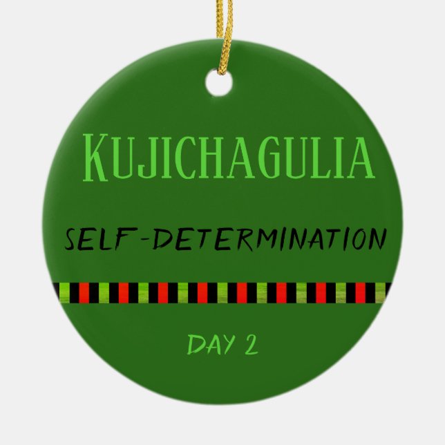 Ornamento De Cerâmica Kujichagulia - Kwanzaa Dia 2 Verde (Frente)