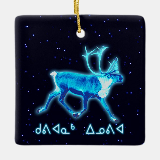 Ornamento De Cerâmica Kuvianak Innovia - Azul-Caribe (Reindeer) (Frente)