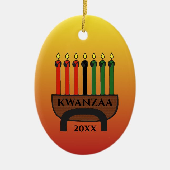 Ornamento De Cerâmica Kwanzaa Candles (Frente)