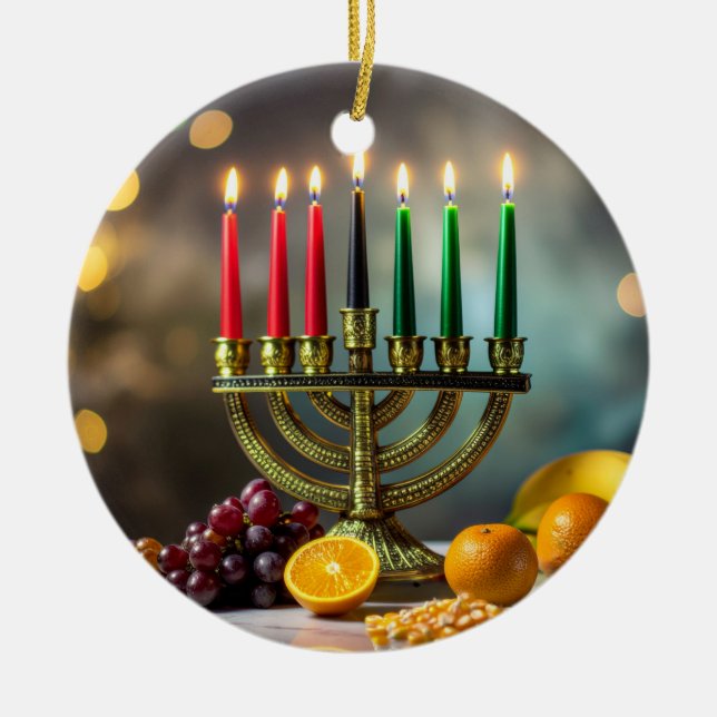 ORNAMENTO DE CERÂMICA KWANZAA - KINARA -  (Frente)