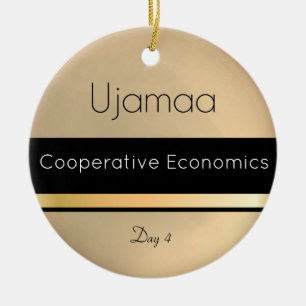 Ornamento De Cerâmica Kwanzaa Ujamaa Dourado Dia Branco 4