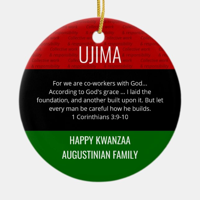 Ornamento De Cerâmica Kwanzaa UJIMA (Frente)