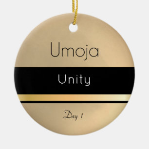 Ornamento De Cerâmica Kwanzaa Umoja, Dourado Dia Branco 1