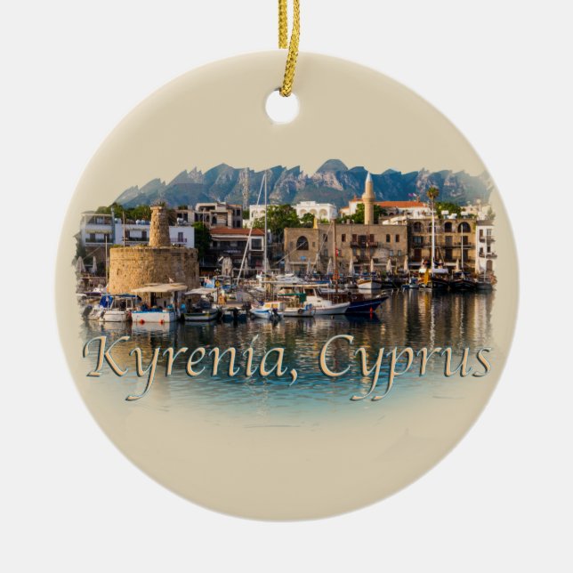 Ornamento De Cerâmica Kyrenia, Cyprus: Harbor (Frente)