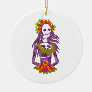 Ornamento De Cerâmica La Calavera Catrina/'crânio elegante de esqueleto