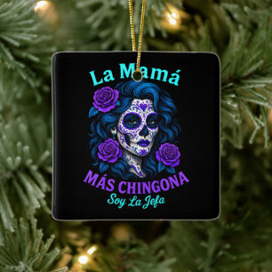 Ornamento De Cerâmica La Mamá Más Chingona Engraçada Mãe Espanhola