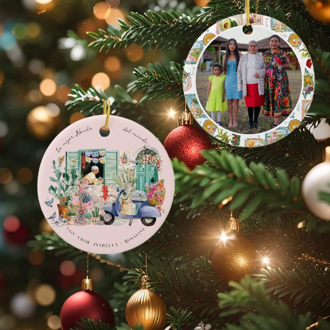 Ornamento De Cerâmica La Mejor Abuela del Mundo | Personalized (Criador carregado)