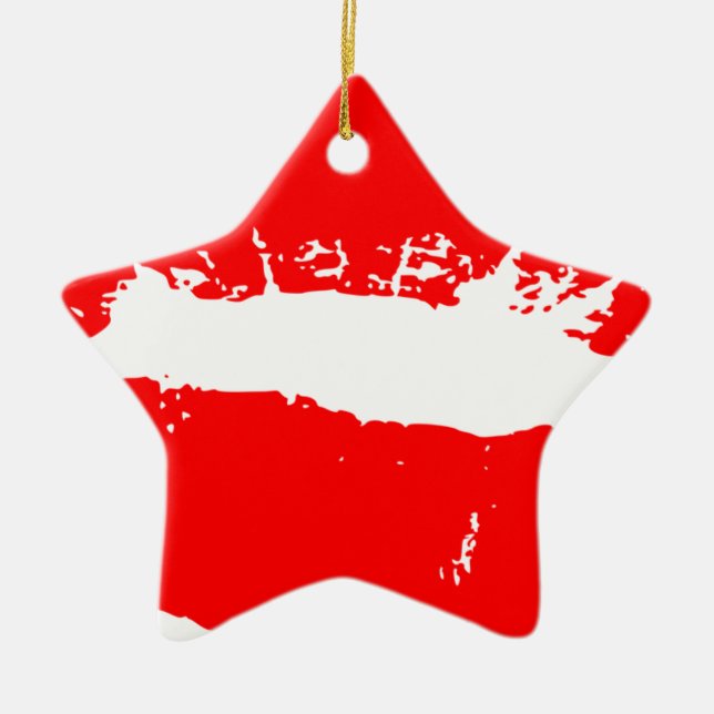 Ornamento De Cerâmica Lábios Beijos Red Lipstick Love Namorados (Frente)