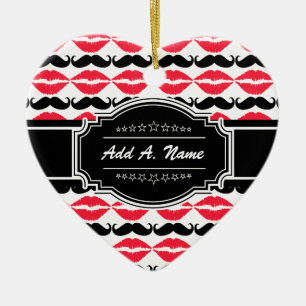 Ornamento De Cerâmica Lábios e bigode personalizados N° 14