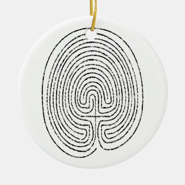 Ornamento De Cerâmica Labirinto de Thumbprint (Frente)