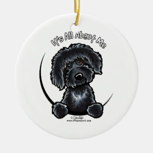 Ornamento De Cerâmica Labradodle preto IAAM