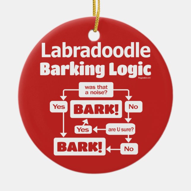 Ornamento De Cerâmica Labradoodle Barking Logic (Frente)
