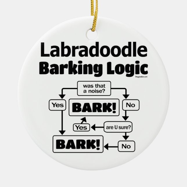 Ornamento De Cerâmica Labradoodle Barking Logic (Frente)