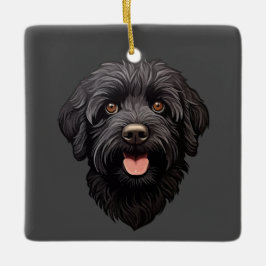 Ornamento De Cerâmica Labradoodle Black Dog