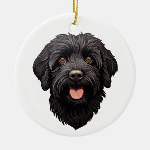 Ornamento De Cerâmica Labradoodle Black Dog