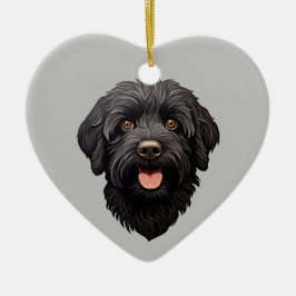 Ornamento De Cerâmica Labradoodle Black Dog